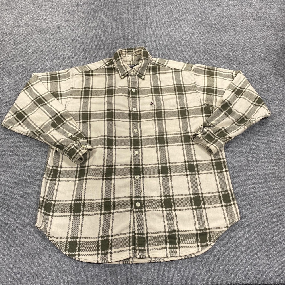 Vintage‎ Ralph Lauren Shirt Mens Large Green Plaid Flannel 100% Cotton Rugged